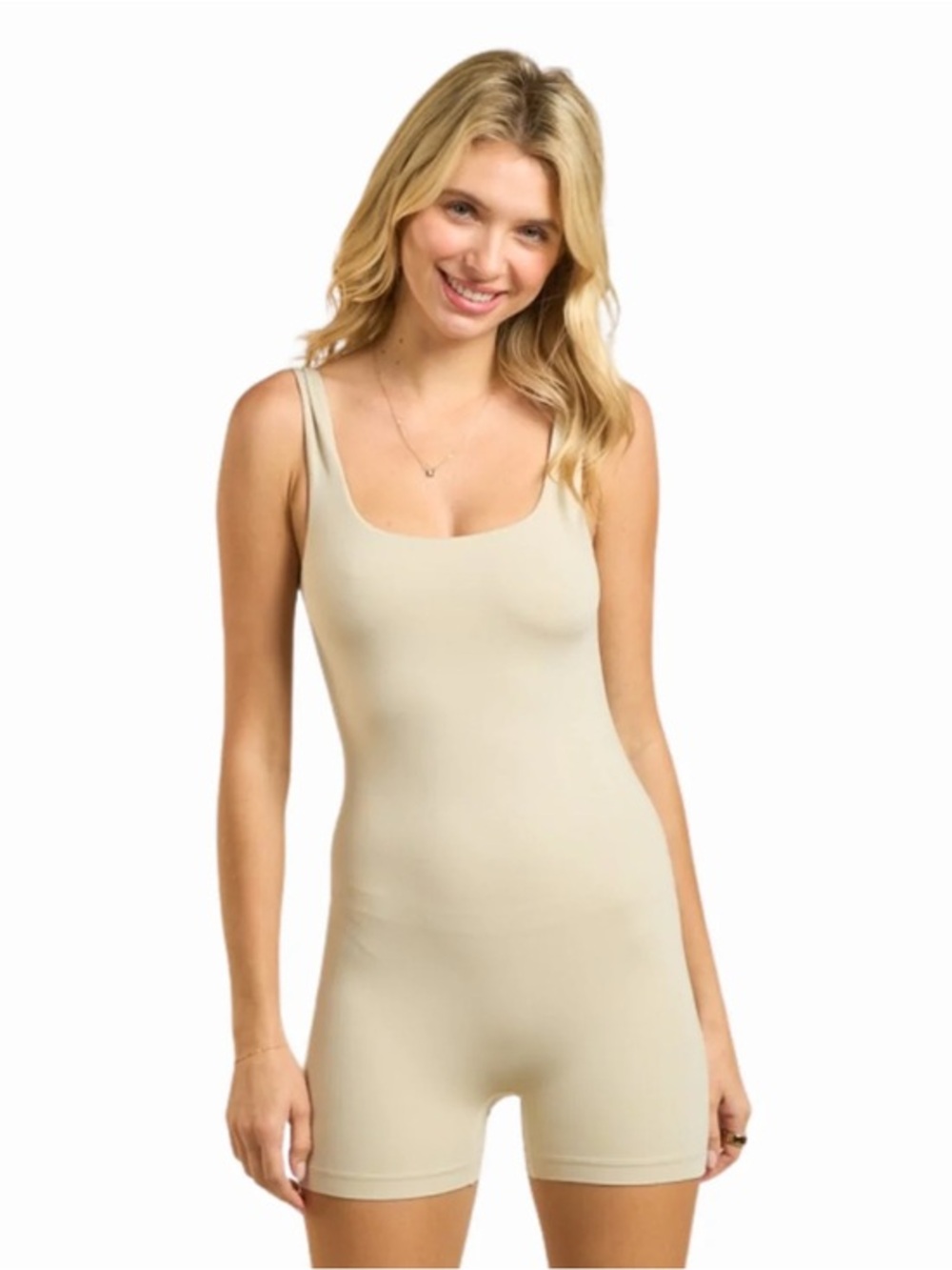 Micas tight fit tan color romper size L CC18-31